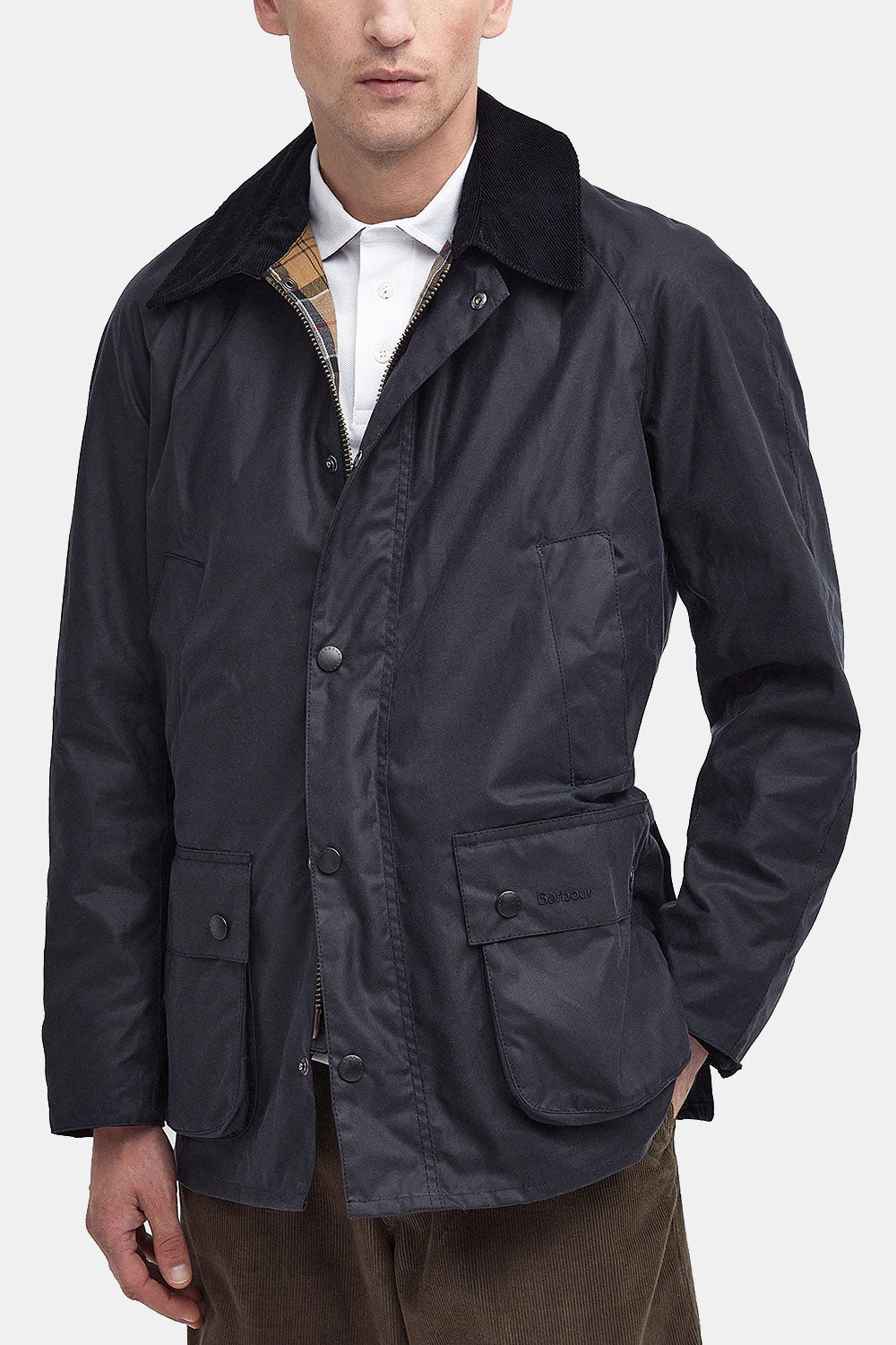 Barbour Ashby Waxed Jacket (Navy) - Main Image