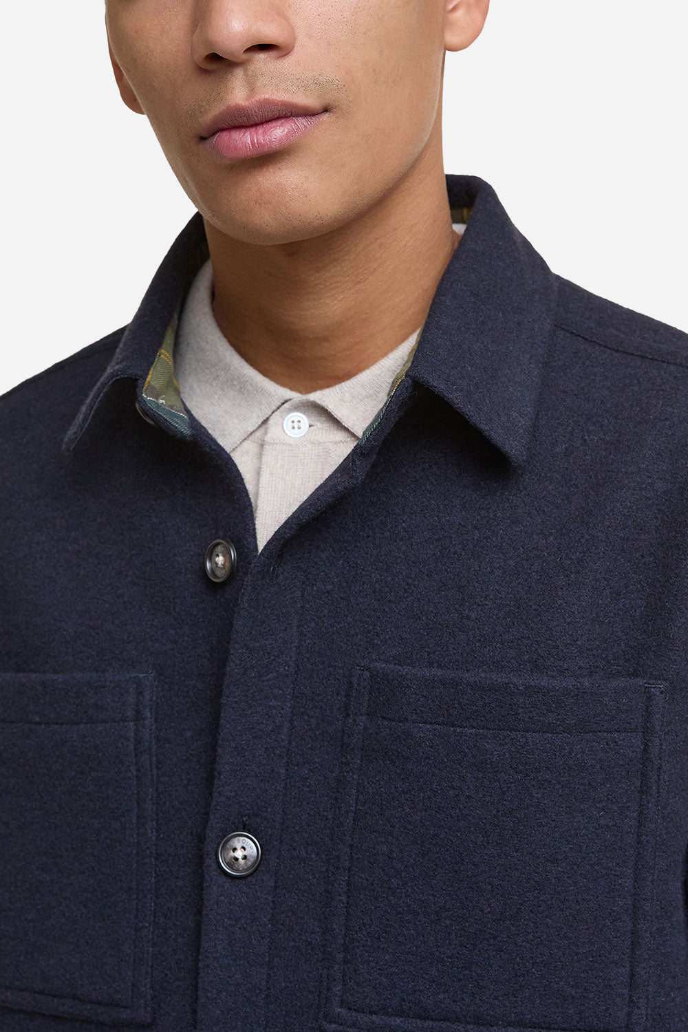 Barbour Marlow Tailored Wool Blend Overshirt (Navy Marl)