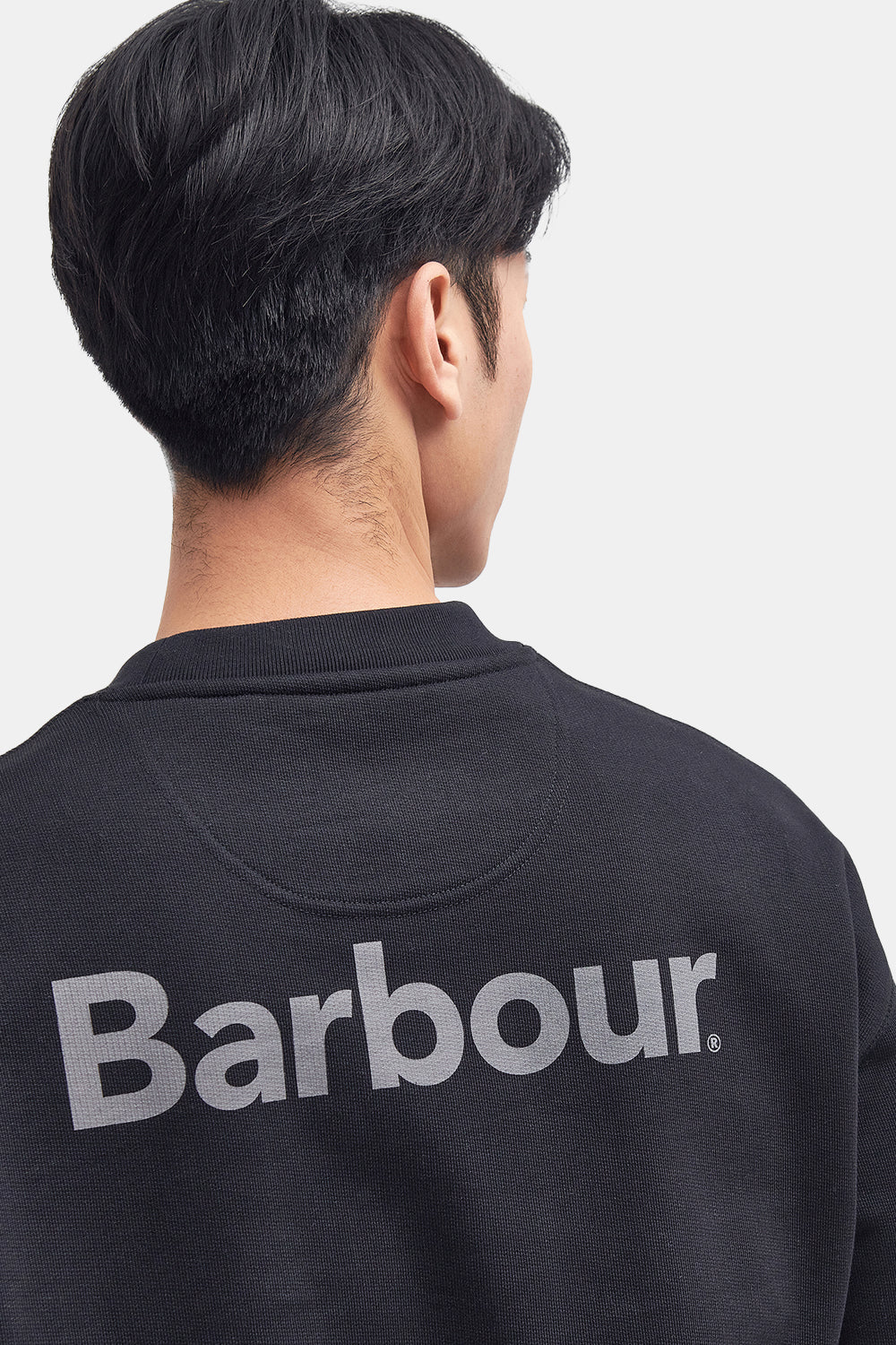 Barbour Nicholas Crew Sweatshirt (Black) Close Up