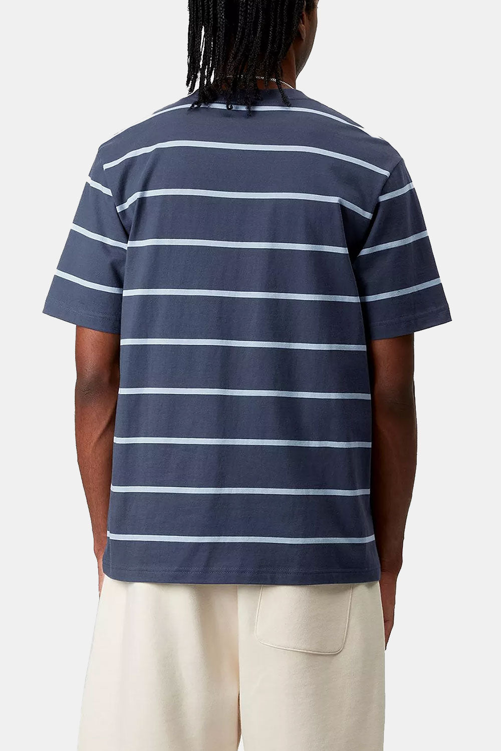 Carhartt WIP Short Sleeve Aiken Pocket T-Shirt (Aiken Stripe/Dusky Blue)