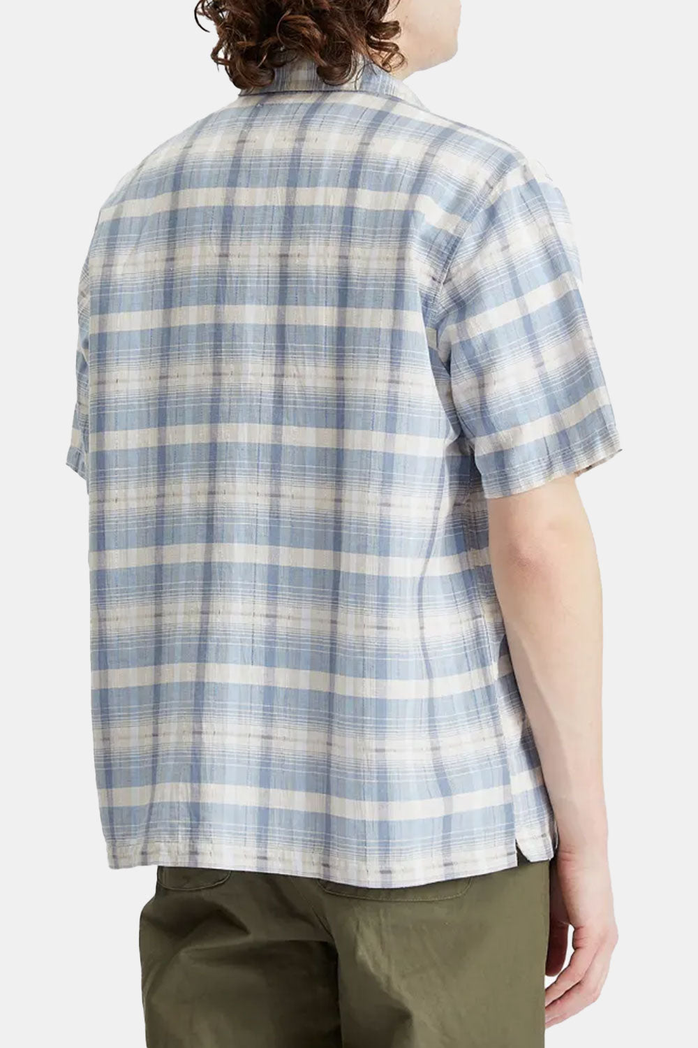 Folk Gabe Short Sleeve Check Shirt (Soft Blue)
