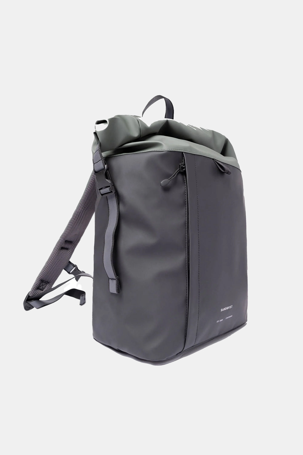 Sandqvist Konrad Water-Resistant Rolltop Backpack (Black/Lichen Green)