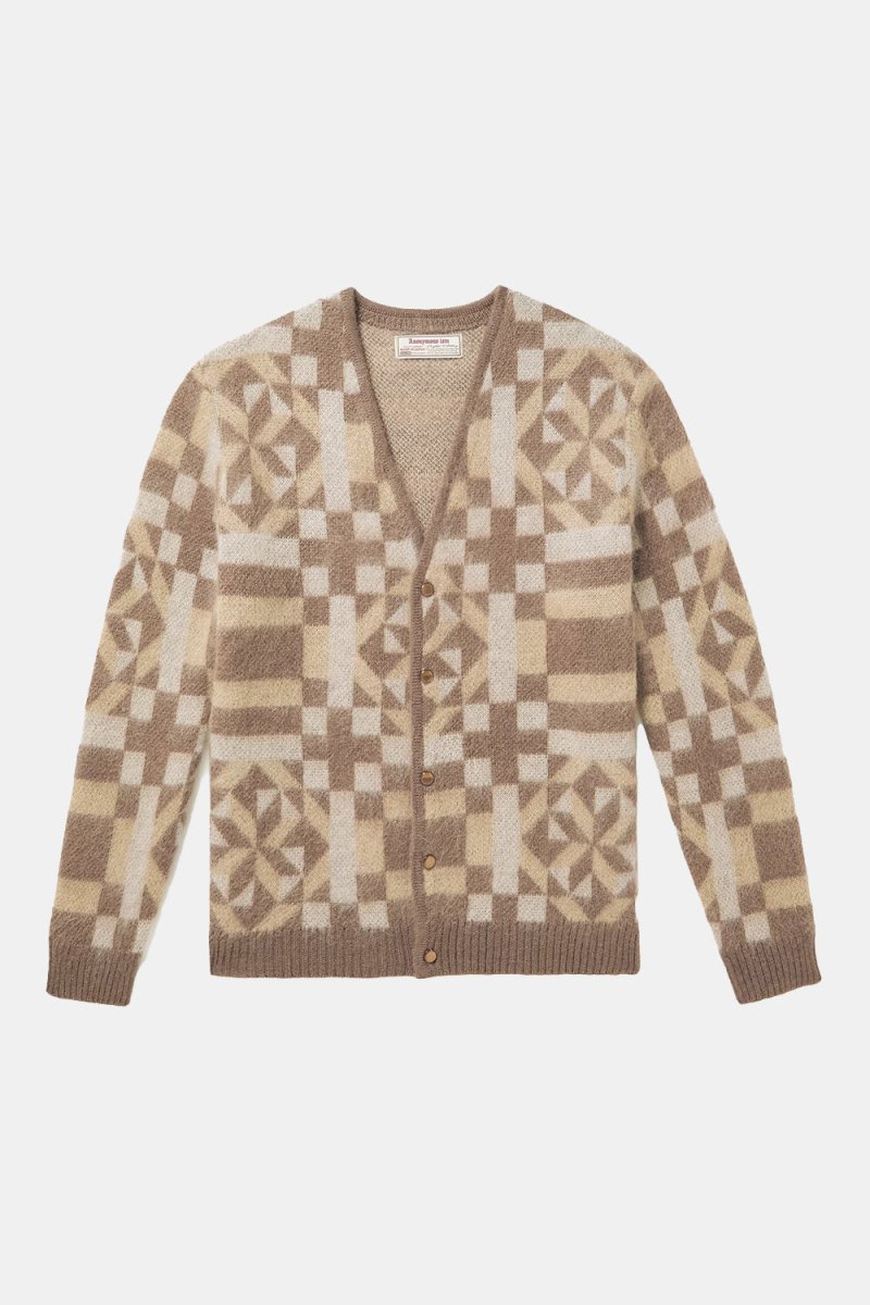 Anonymous Ism American Knit Quilt Cardigan (Multi Khaki) | Knitwear