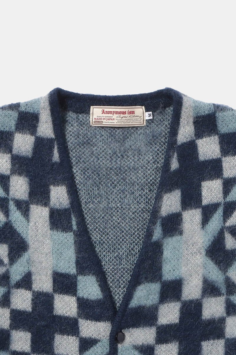 Anonymous Ism American Knit Quilt Cardigan (Shades Blue) | Knitwear