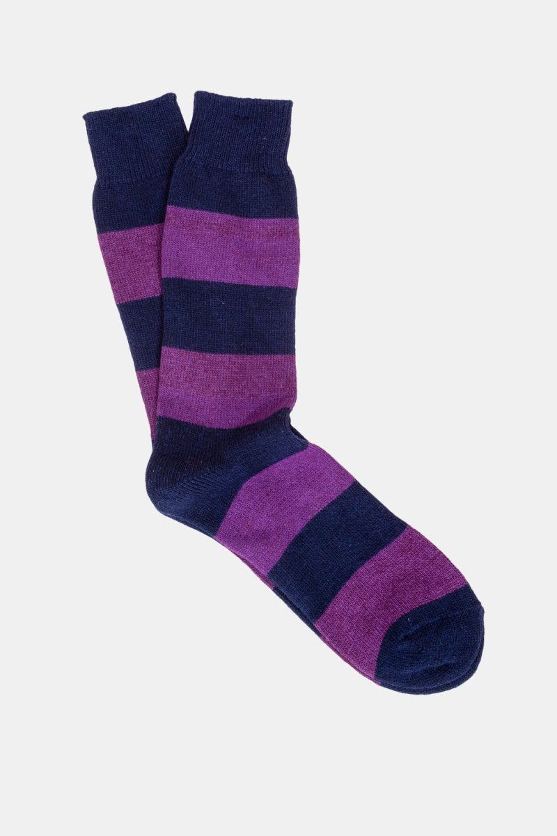 Anonymous Ism Cashmere Stripe Crew Socks (Blue / Purple) | Socks