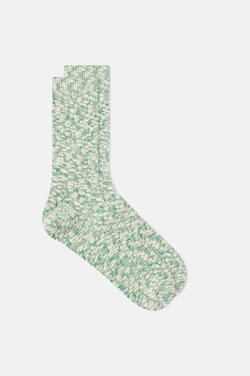 Anonymous Ism Light Comfy Slub Crew Socks (Green Melange) | Socks