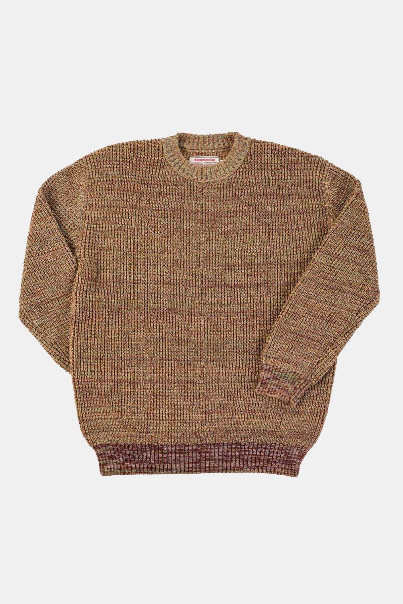Anonymous Ism Mix Crew Neck Knit (Green/Brown) | Knitwear