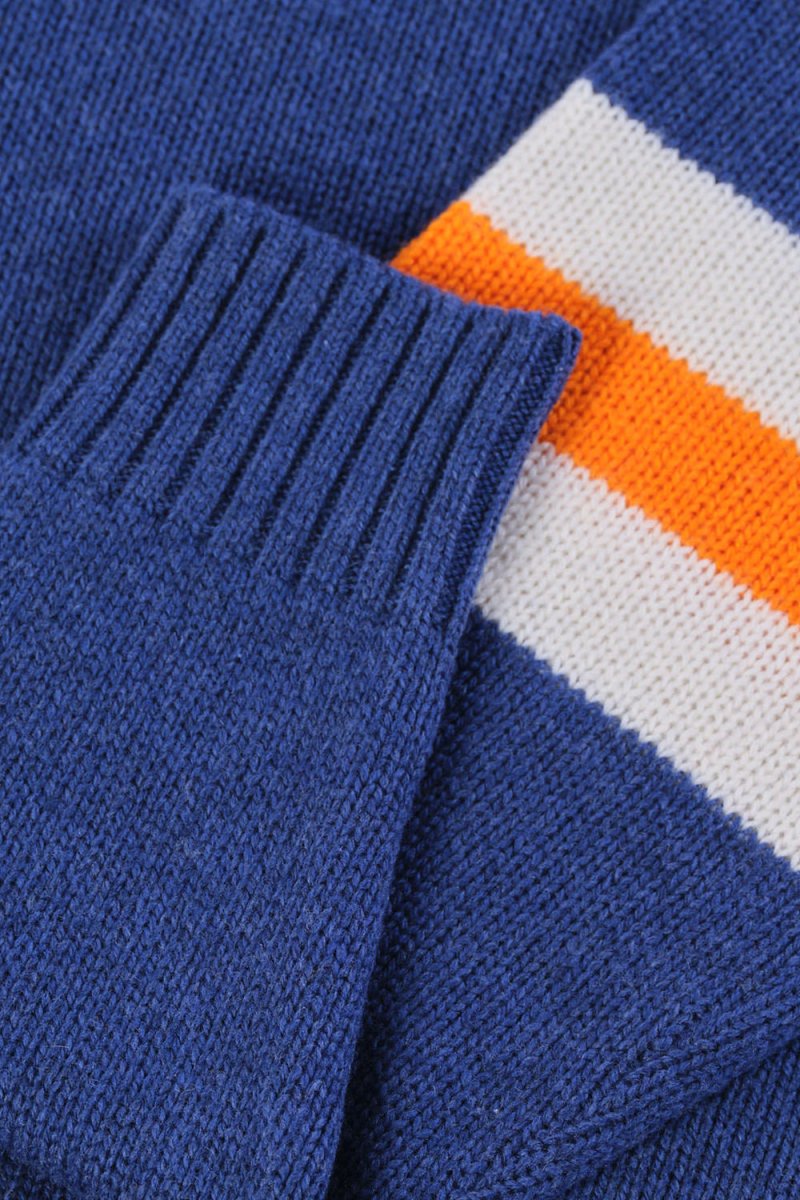 Anonymous Ism Striped Arm Crew Knit (Indigo) | Knitwear