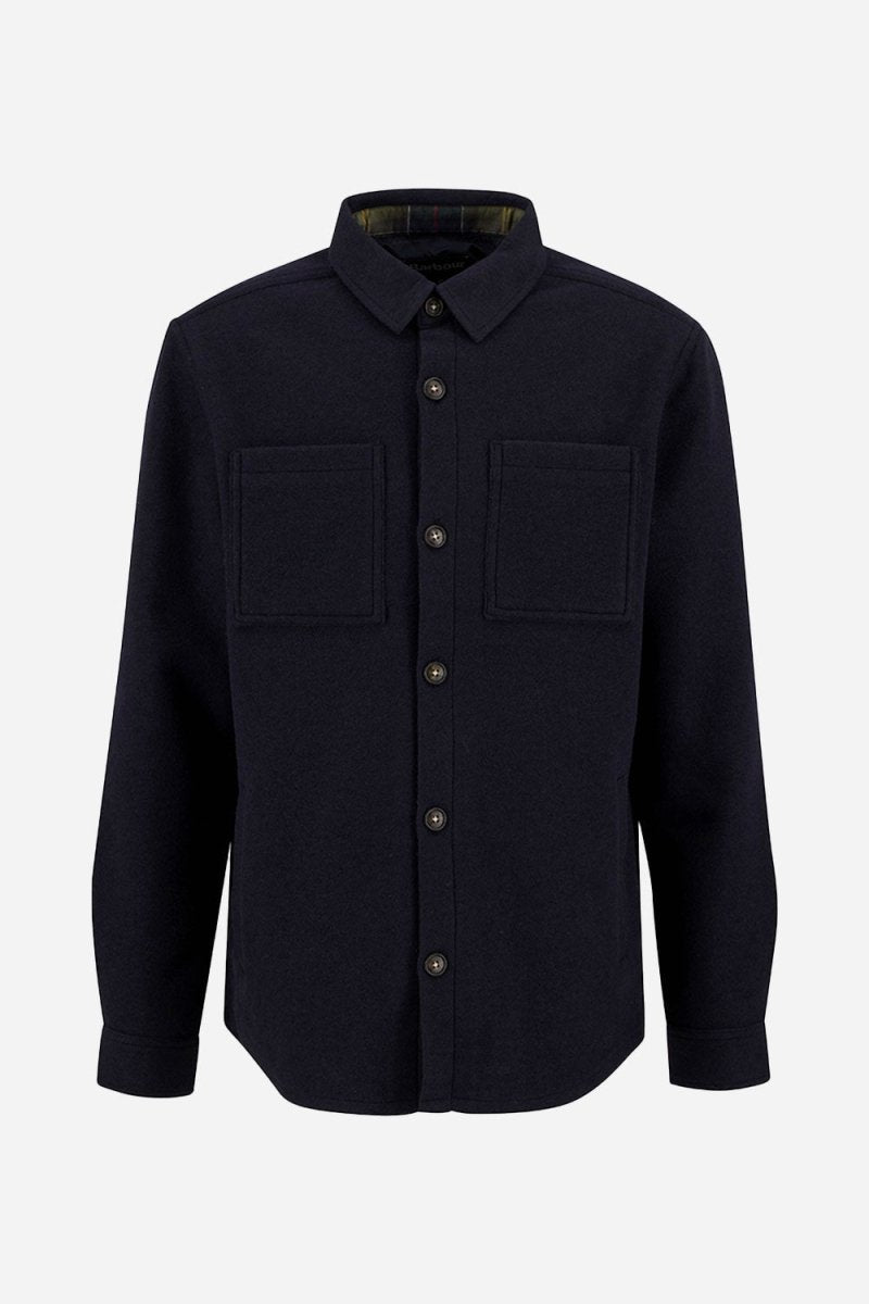 Barbour Marlow Tailored Wool Blend Overshirt (Navy Marl) | Shirts