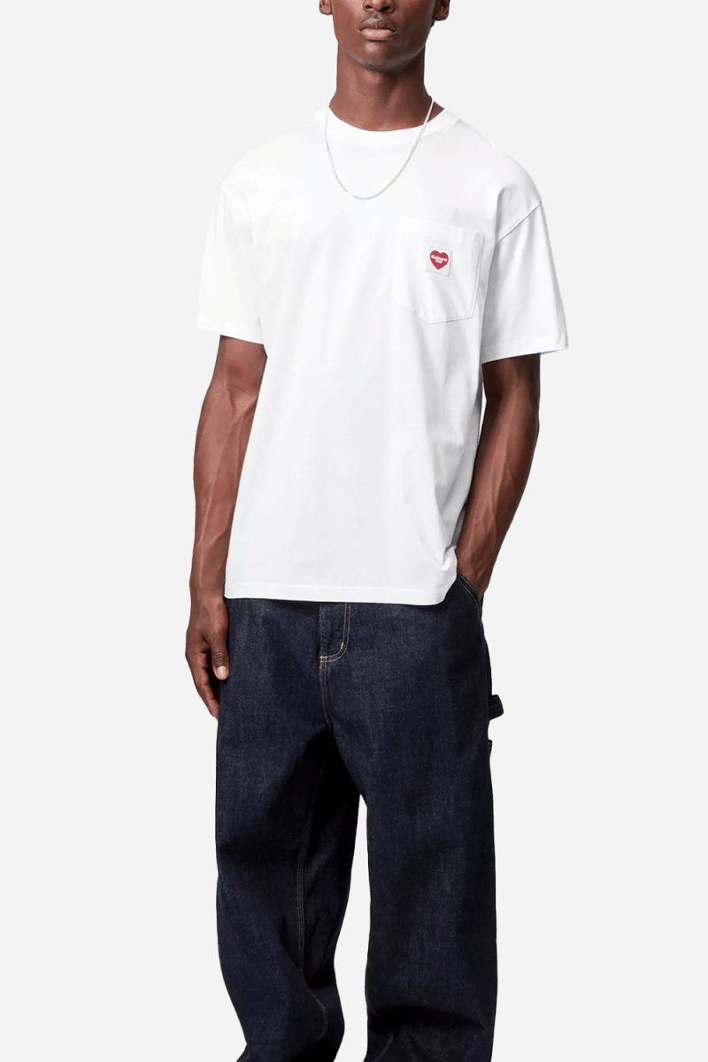 Carhartt WIP Short Sleeve Pocket Heart T-Shirt (White/Red) | T-Shirts