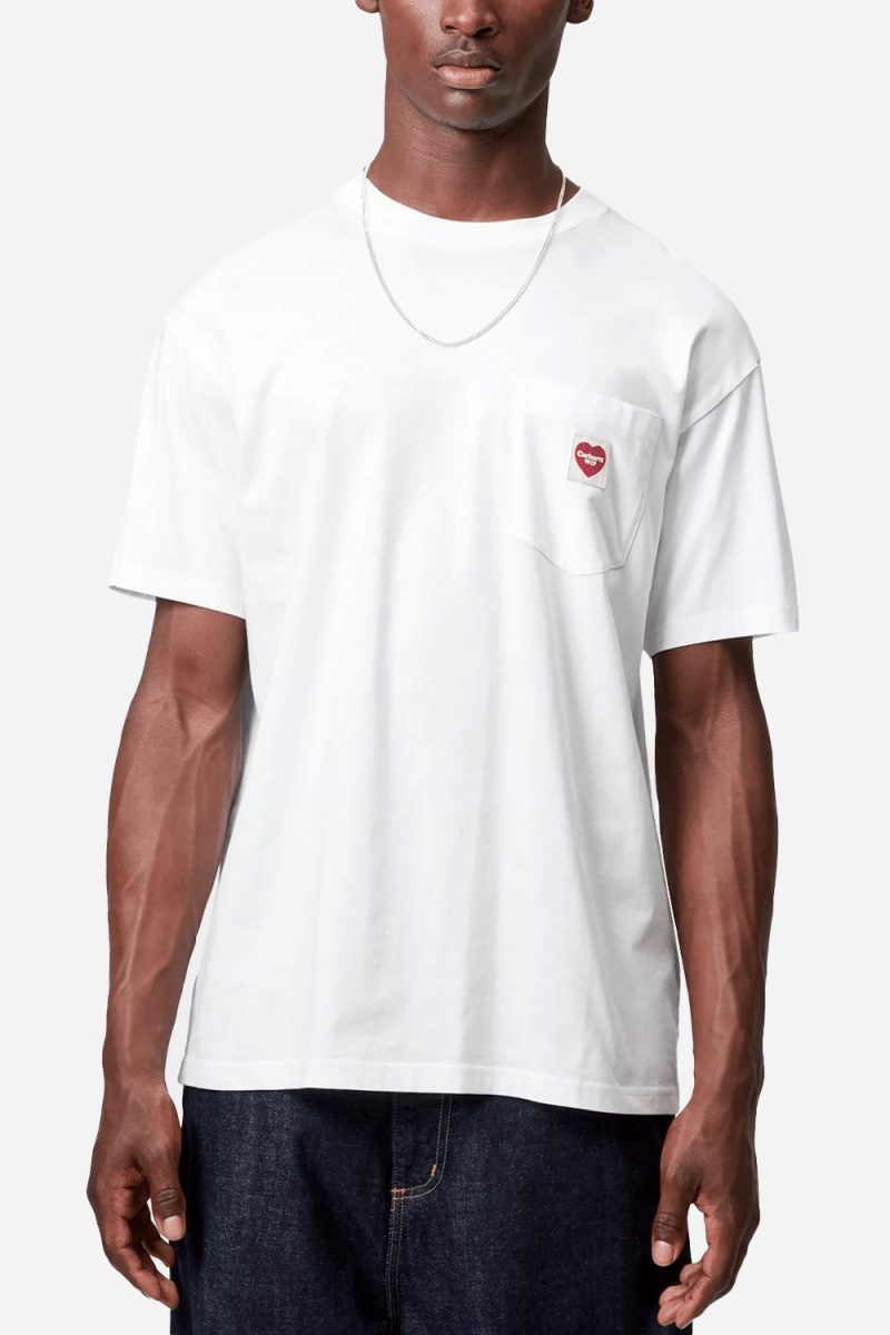 Carhartt WIP Short Sleeve Pocket Heart T-Shirt (White/Red) | T-Shirts