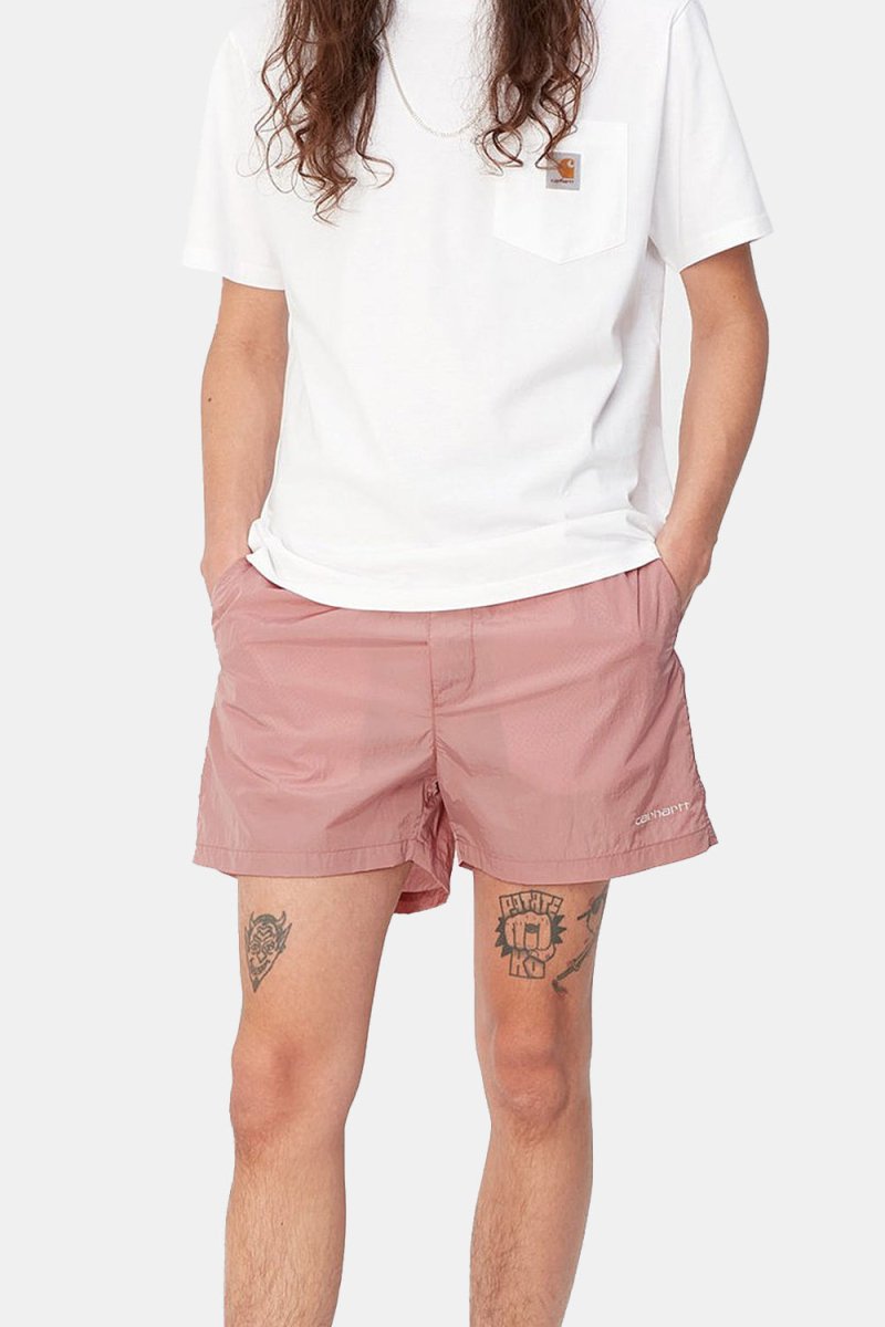 Carhartt WIP Tobes Swim Trunks (Glassy Pink/White) | Shorts