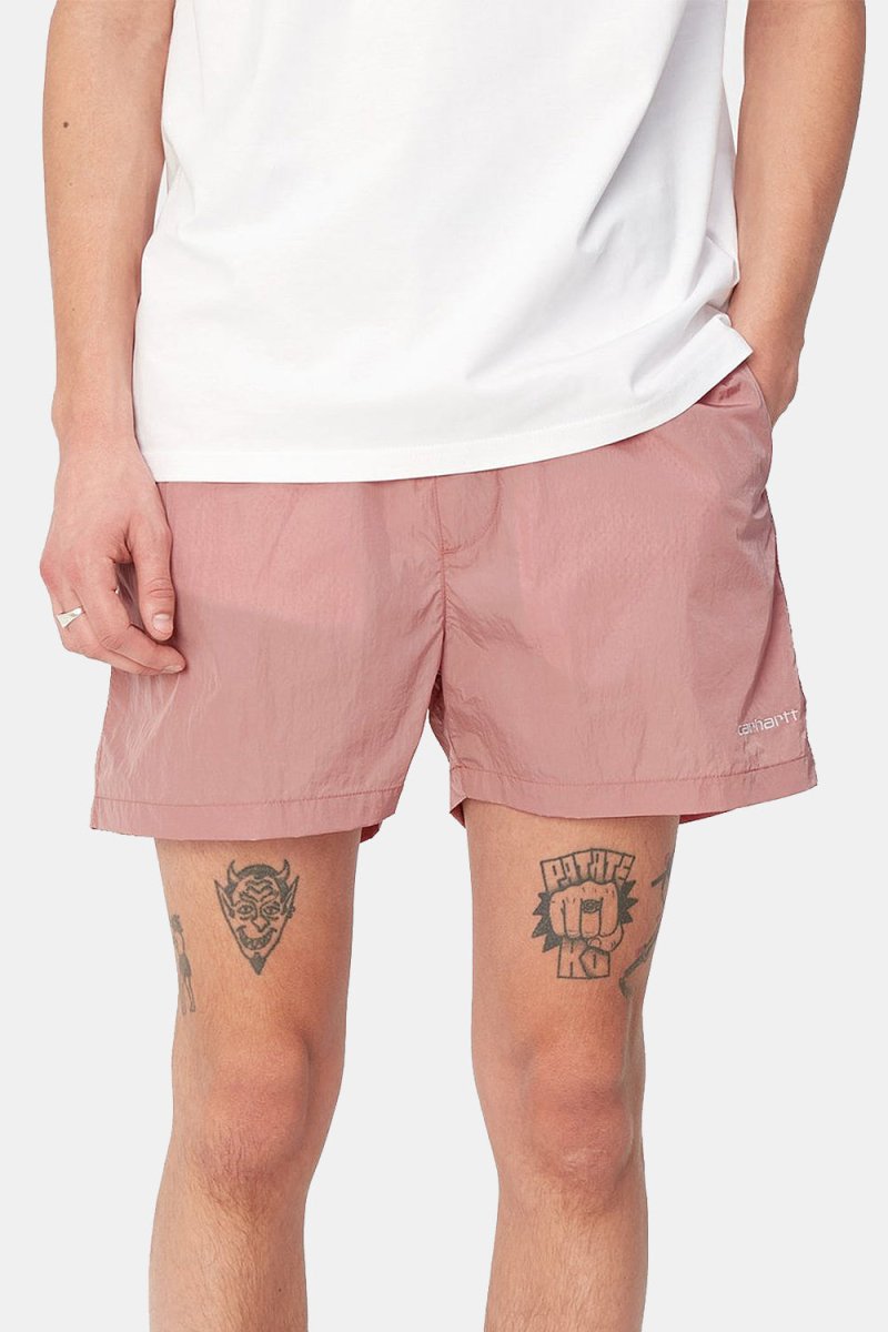 Carhartt WIP Tobes Swim Trunks (Glassy Pink/White) | Shorts