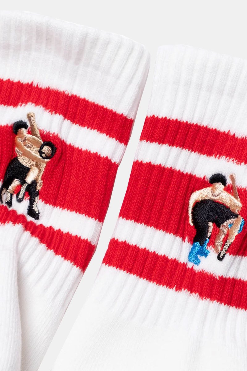 Decka Socks Embroidered Skater Socks (Wrestling/Red) | Socks