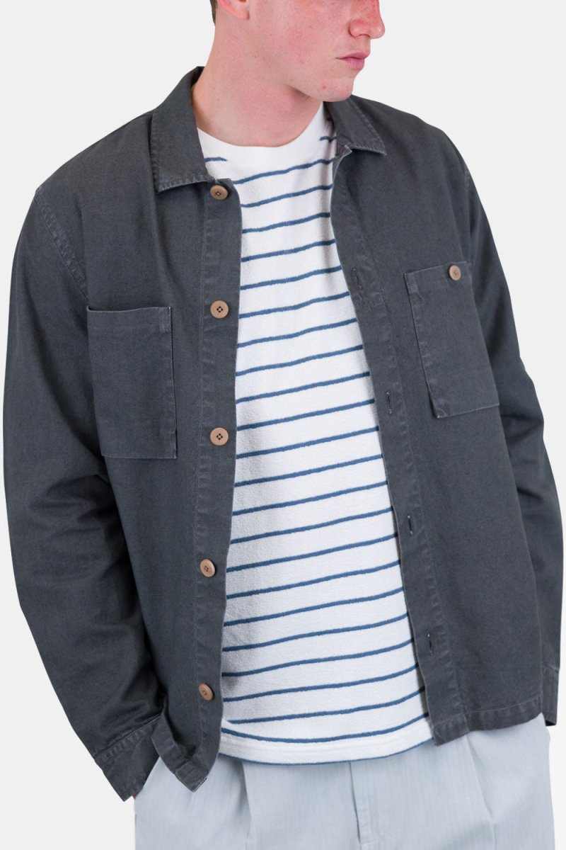 Folk Patch Overshirt (Charcoal Hemp Canvas) | Shirts