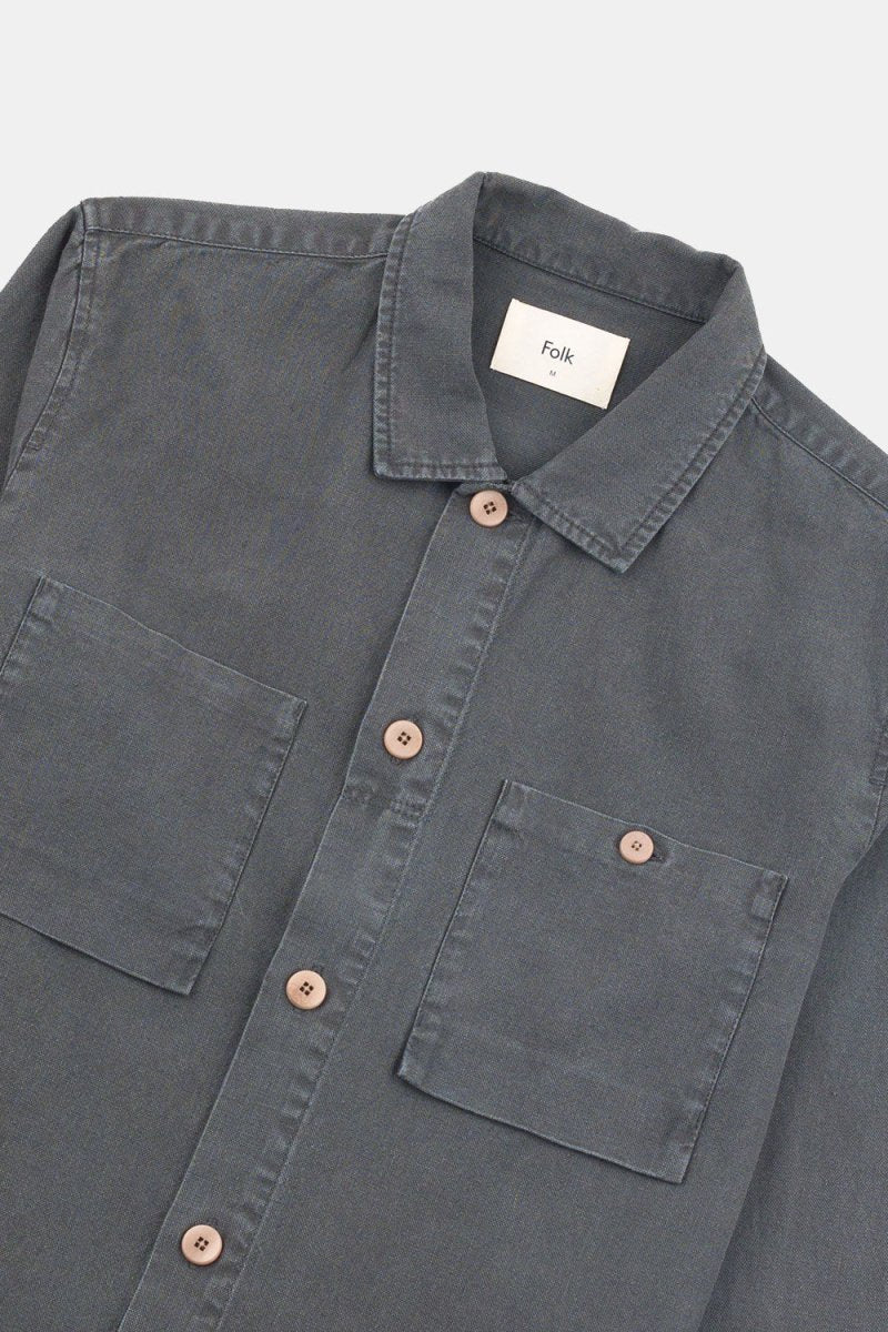 Folk Patch Overshirt (Charcoal Hemp Canvas) | Shirts