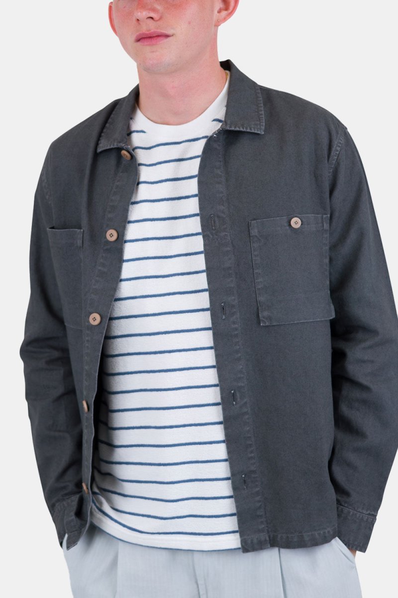 Folk Patch Overshirt (Charcoal Hemp Canvas) | Shirts
