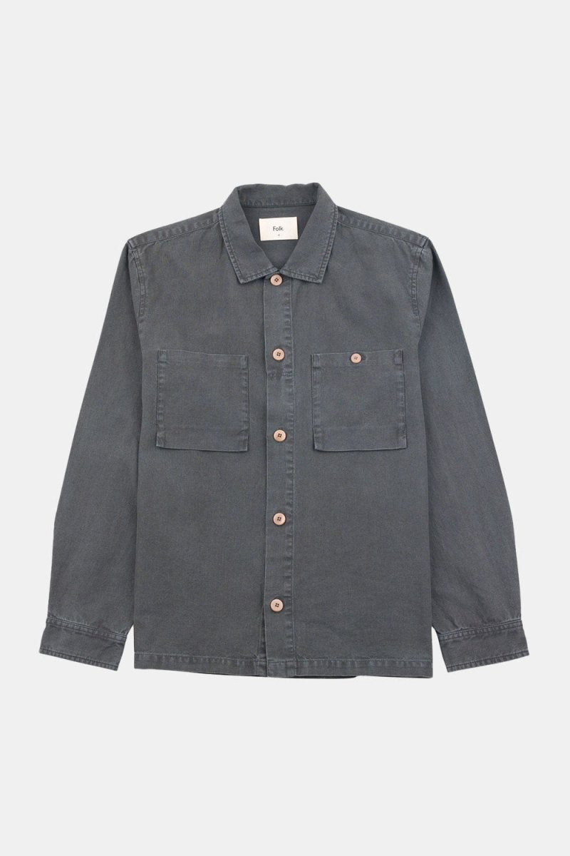 Folk Patch Overshirt (Charcoal Hemp Canvas) | Shirts