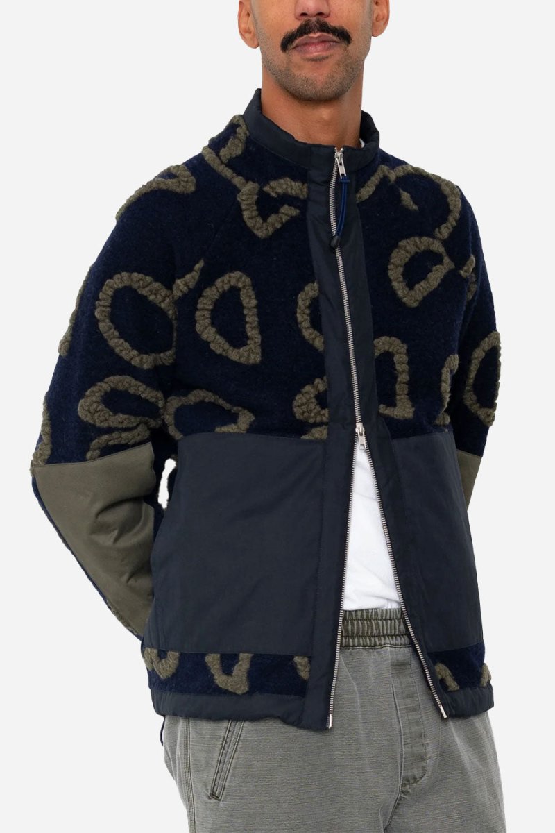 Folk Signal Fleece (Navy Circle Jacquard) | Sweaters