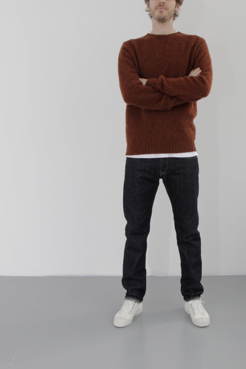 Half Dozen Super-Soft Double Brushed Crew Neck Knitted Jumper (Rust) | Knitwear