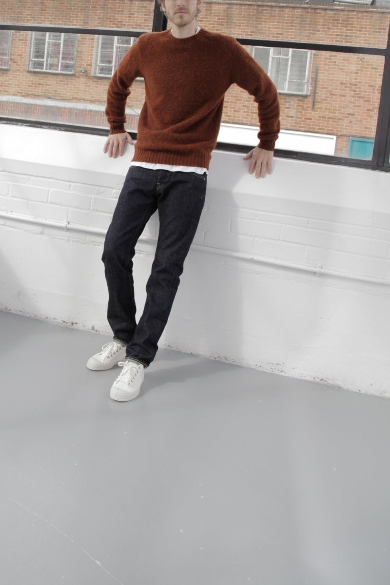 Half Dozen Super-Soft Double Brushed Crew Neck Knitted Jumper (Rust) | Knitwear