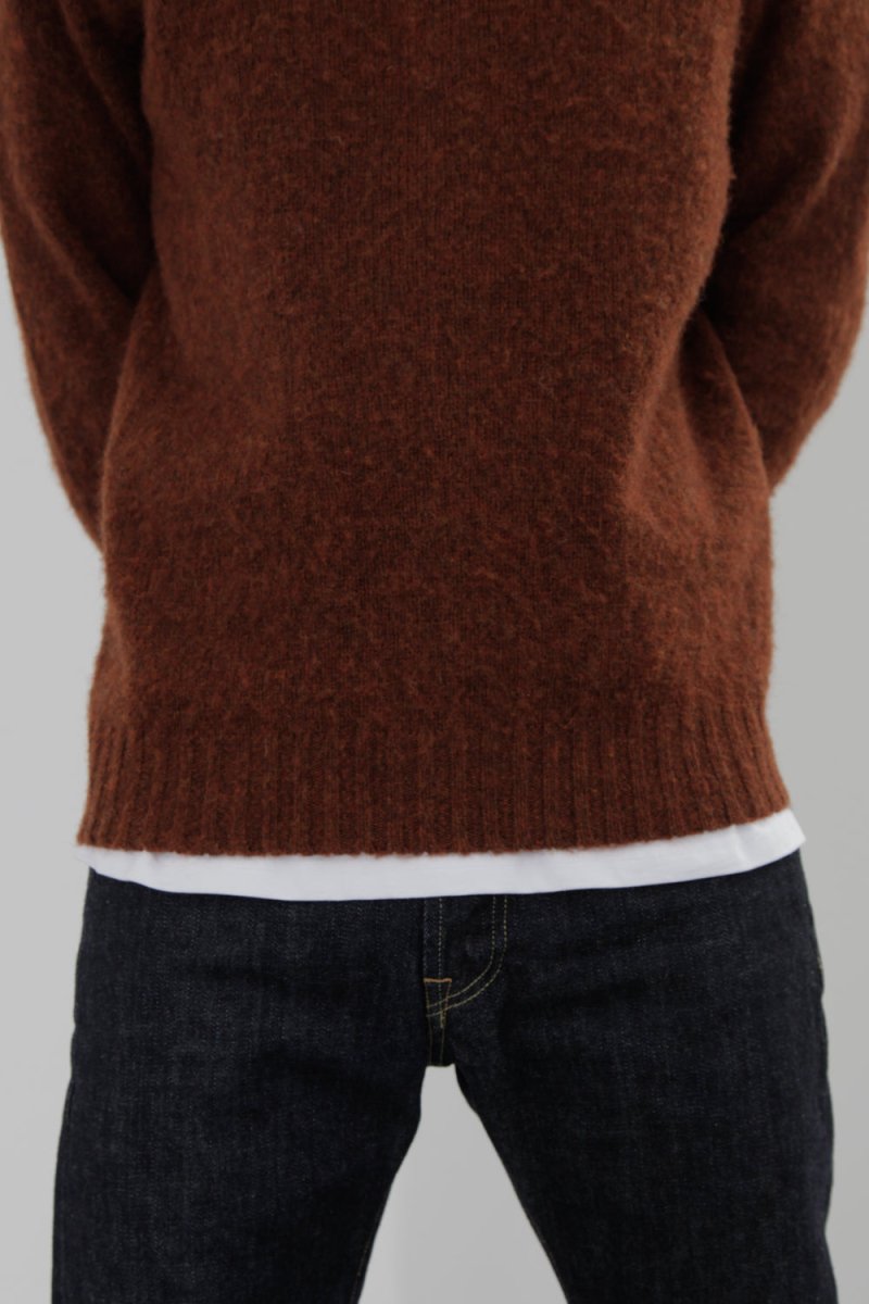 Half Dozen Super-Soft Double Brushed Crew Neck Knitted Jumper (Rust) | Knitwear