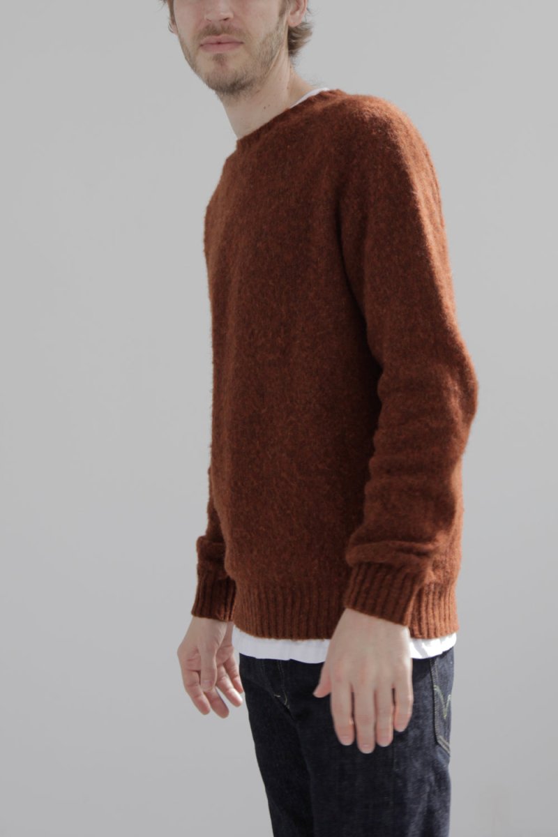 Half Dozen Super-Soft Double Brushed Crew Neck Knitted Jumper (Rust) | Knitwear