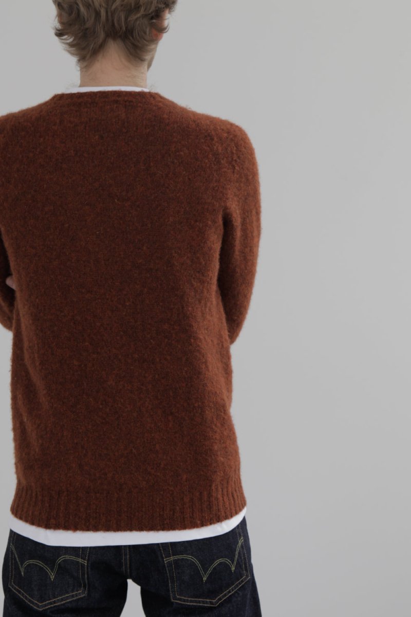 Half Dozen Super-Soft Double Brushed Crew Neck Knitted Jumper (Rust) | Knitwear