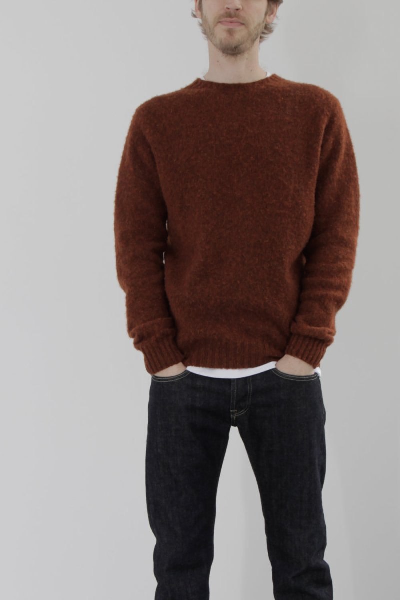 Half Dozen Super-Soft Double Brushed Crew Neck Knitted Jumper (Rust) | Knitwear
