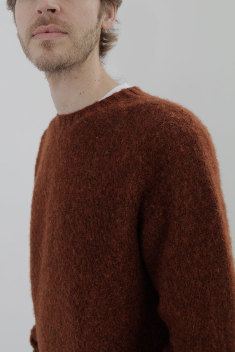 Half Dozen Super-Soft Double Brushed Crew Neck Knitted Jumper (Rust) | Knitwear