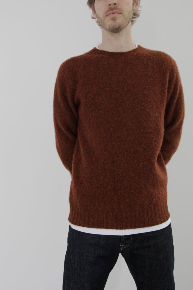 Half Dozen Super-Soft Double Brushed Crew Neck Knitted Jumper (Rust) | Knitwear