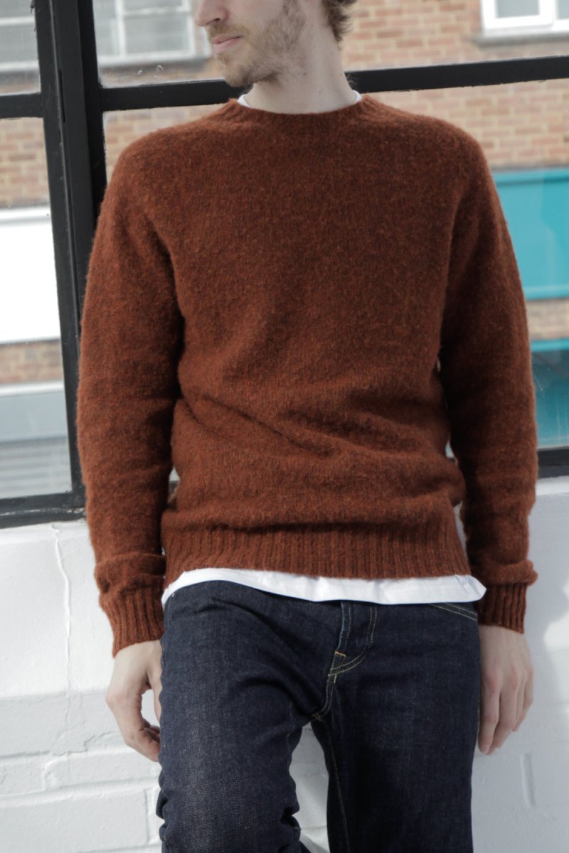 Half Dozen Super-Soft Double Brushed Crew Neck Knitted Jumper (Rust) | Knitwear