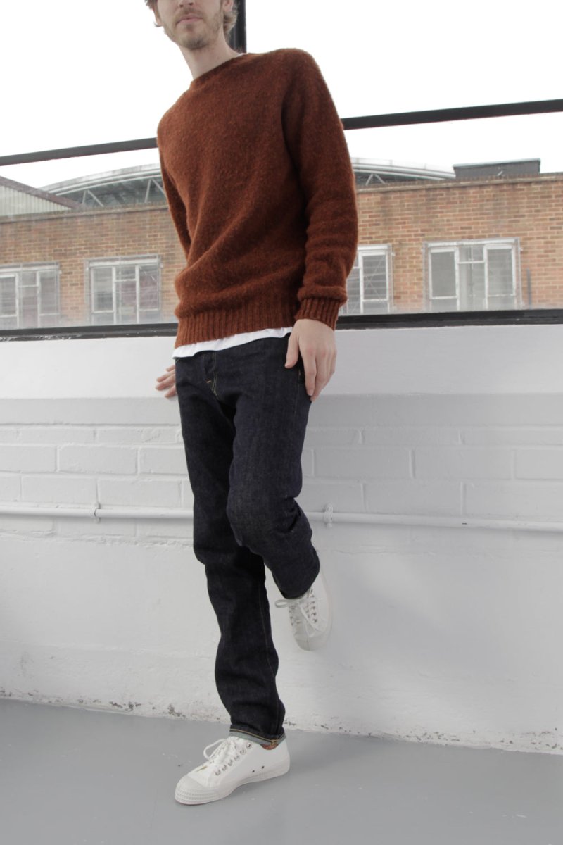 Half Dozen Super-Soft Double Brushed Crew Neck Knitted Jumper (Rust) | Knitwear