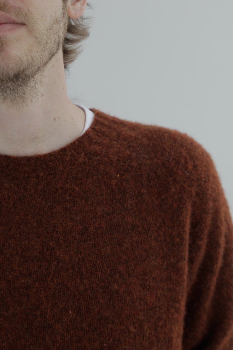 Half Dozen Super-Soft Double Brushed Crew Neck Knitted Jumper (Rust) | Knitwear