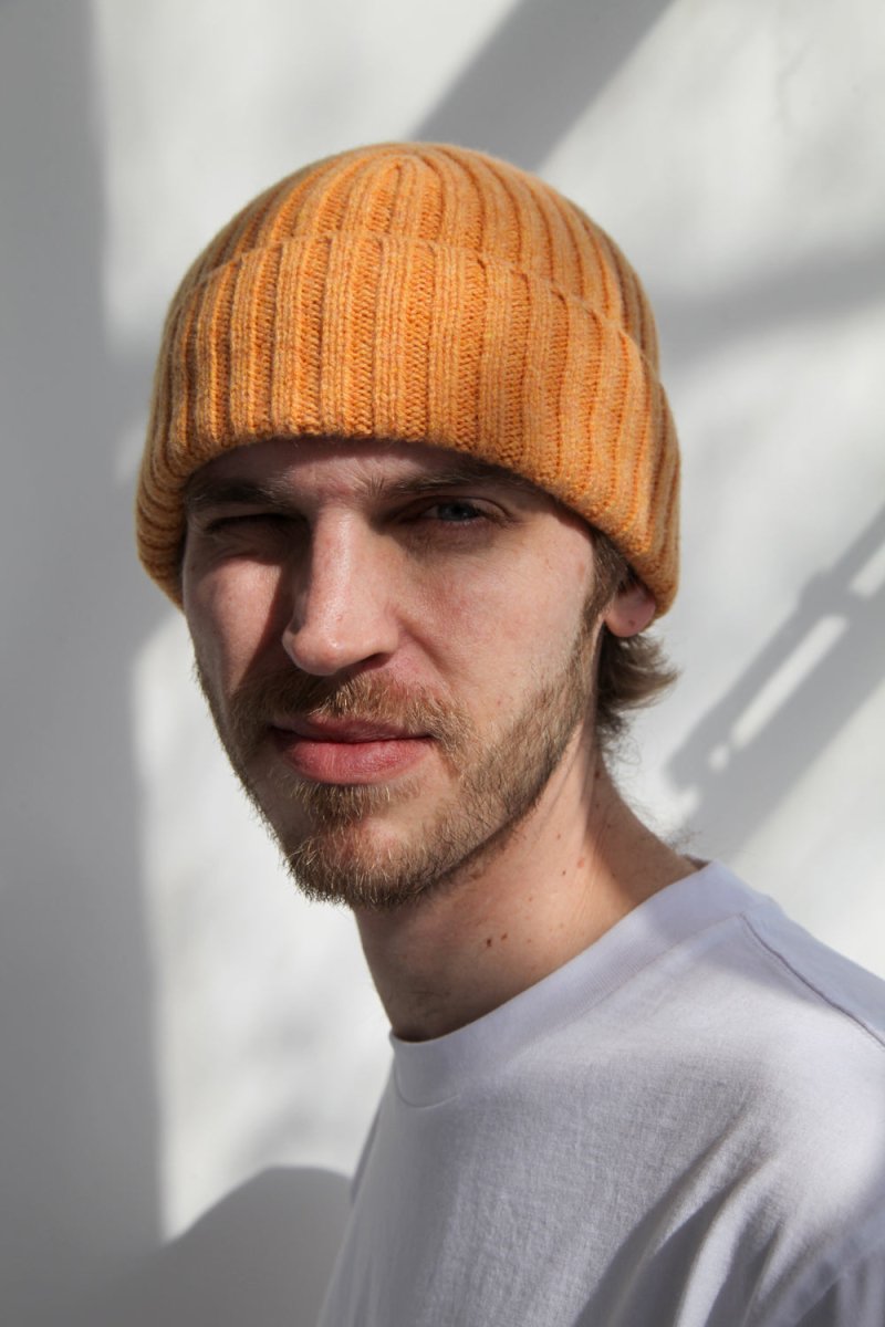 Half Dozen Super-Soft Lambswool Fisherman Beanie (Citrus Yellow) | Hats