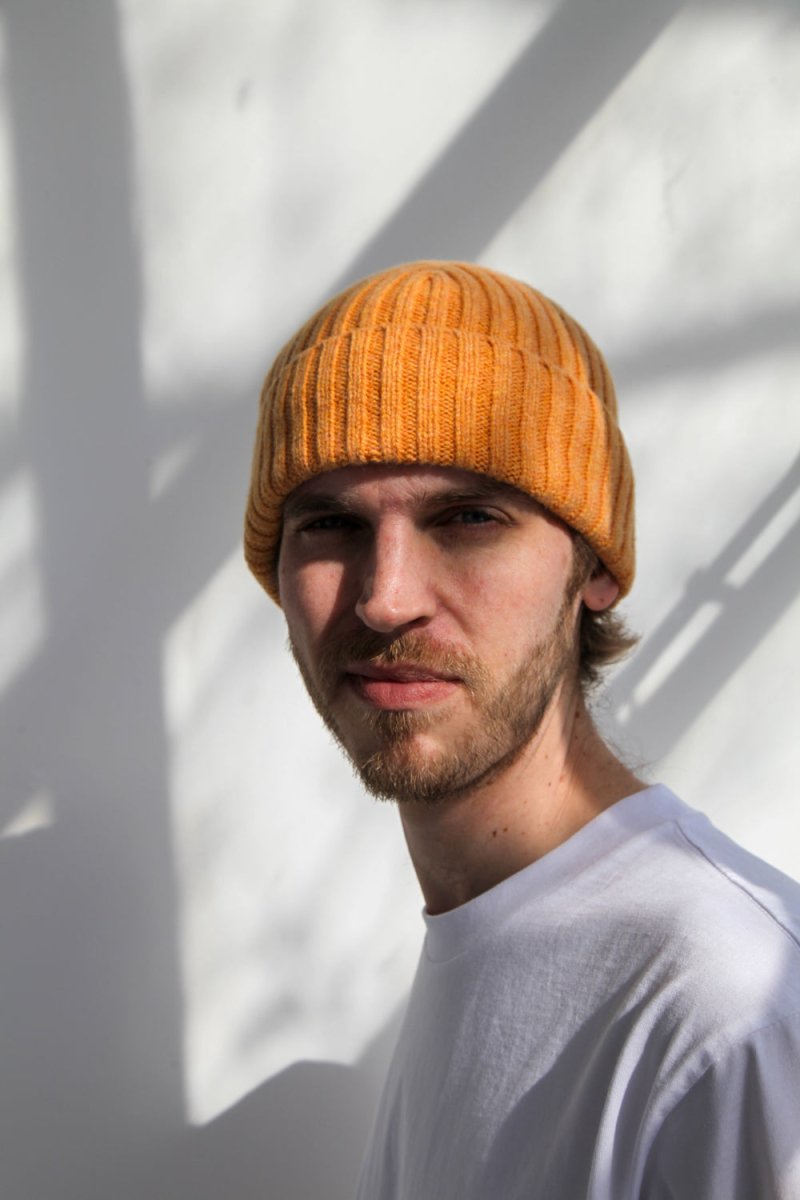 Half Dozen Super-Soft Lambswool Fisherman Beanie (Citrus Yellow) | Hats