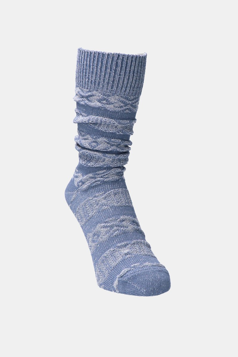 Kinari Recycled Cotton Links Pattern Crew (Blue) | Socks
