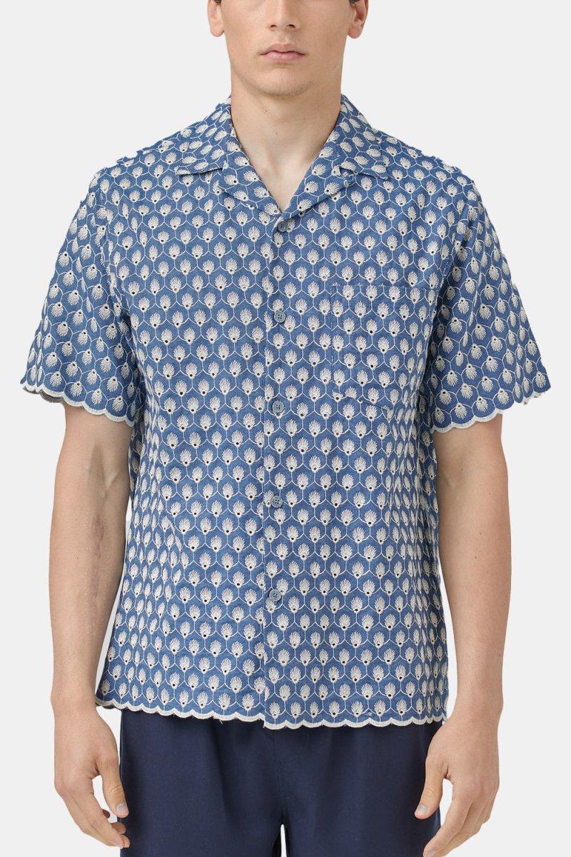 Portuguese Flannel Denim Embroidery Shirt (Blue) | Shirts