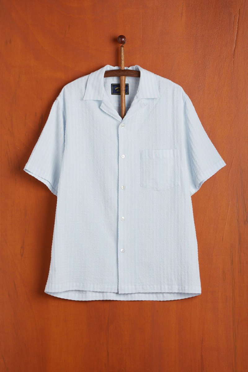 Portuguese Flannel Jacquard Chambray Shirt (Light Blue) | Shirts