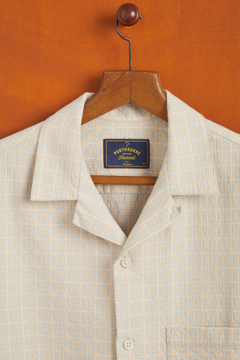 Portuguese Flannel Tile Shirt (Blue/Beige) | Shirts