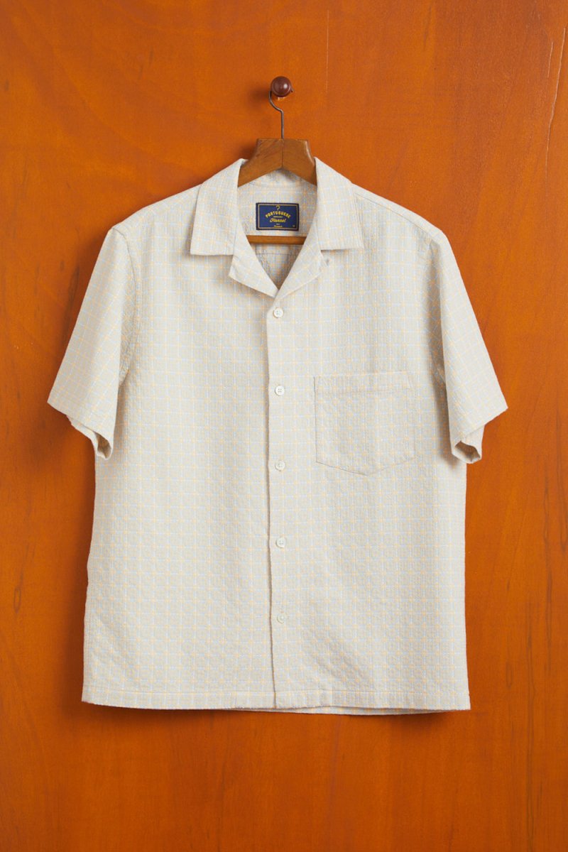 Portuguese Flannel Tile Shirt (Blue/Beige) | Shirts
