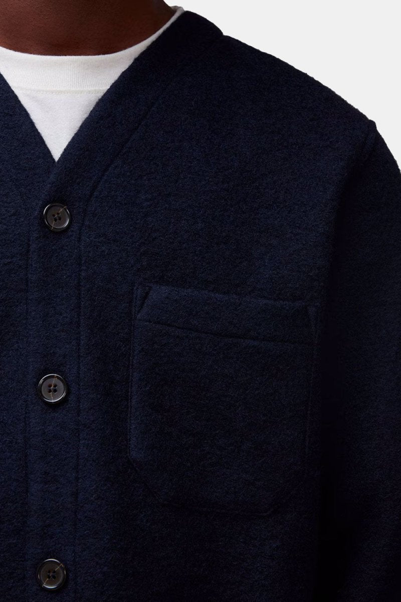 Universal Works Cardigan (Navy Wool Fleece) | Knitwear