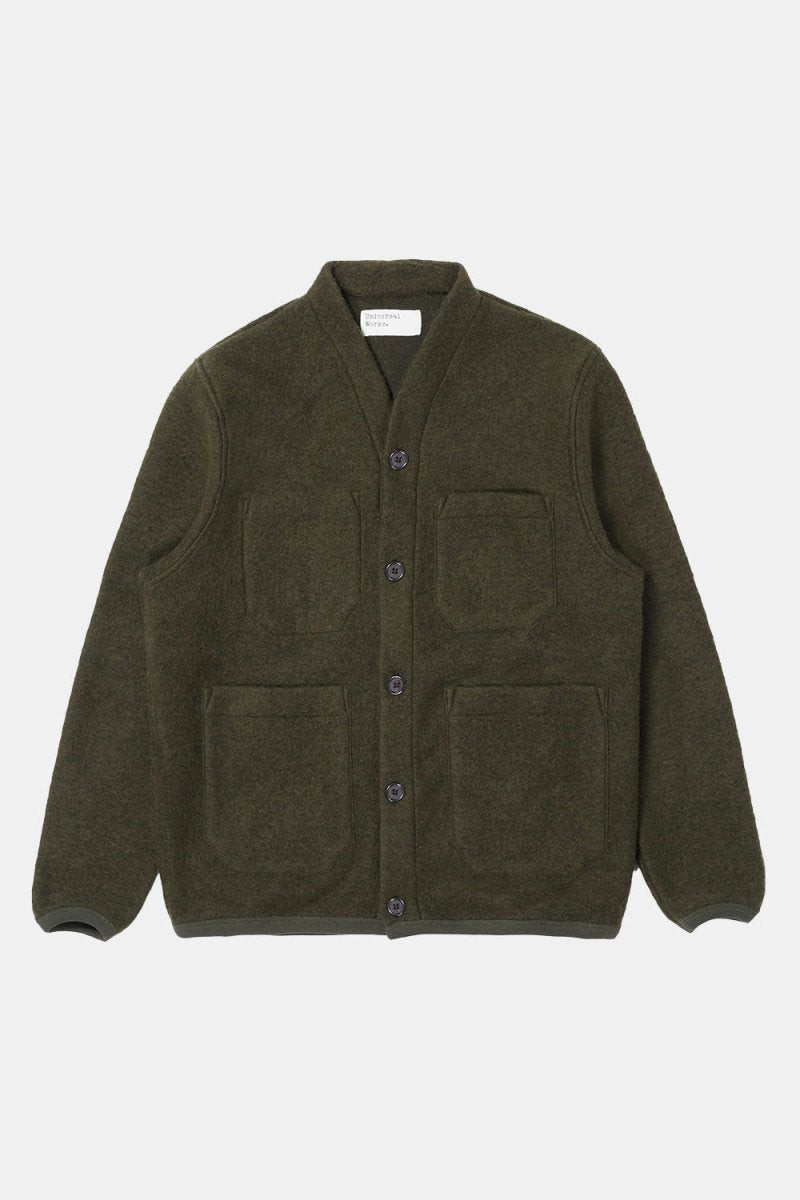 Universal Works Cardigan (Olive Wool Fleece) | Jackets