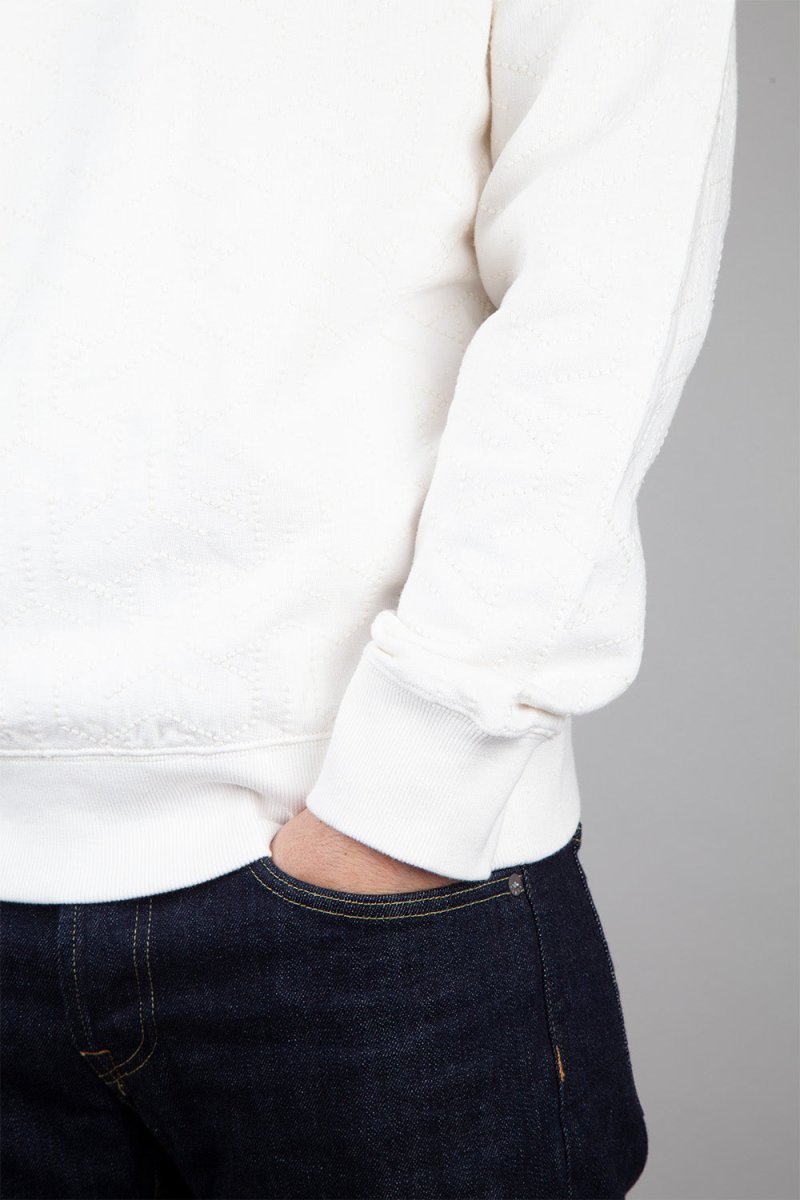 Universal Works Loopback Embroidered Oversized Sweatshirt (Ecru) | Sweaters