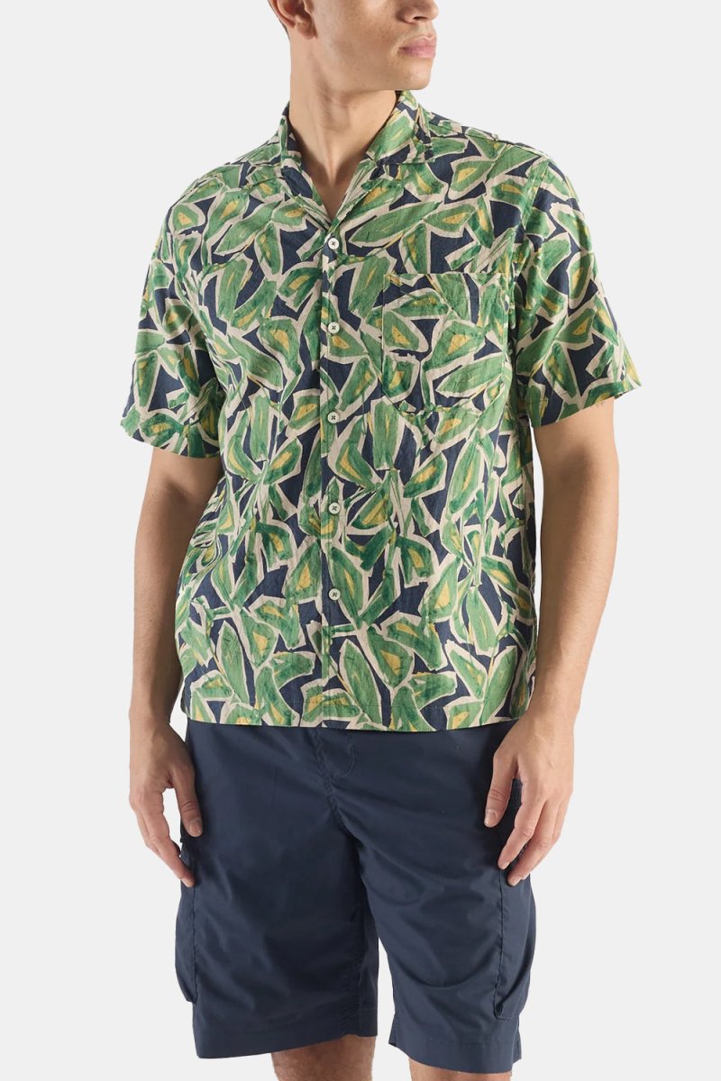 Universal Works Minari Artist Flower Lincot Shirt (Navy) | Shirts