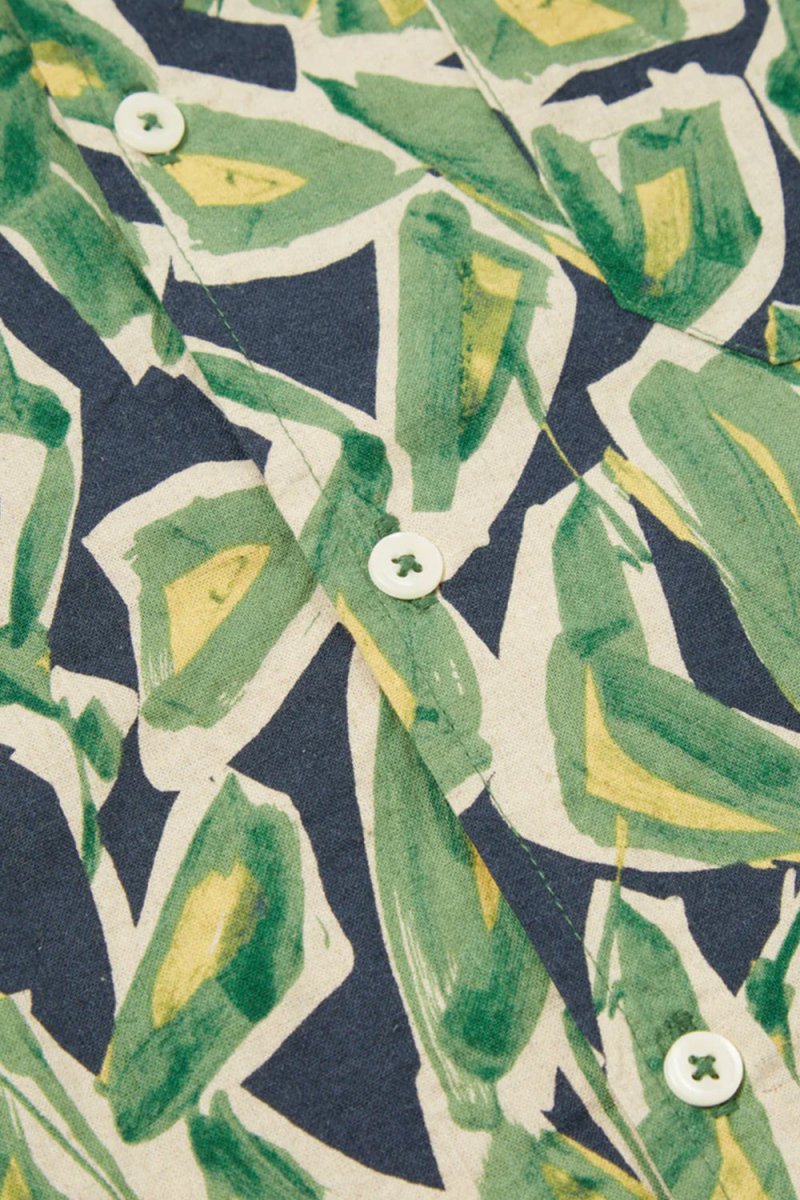 Universal Works Minari Artist Flower Lincot Shirt (Navy) | Shirts