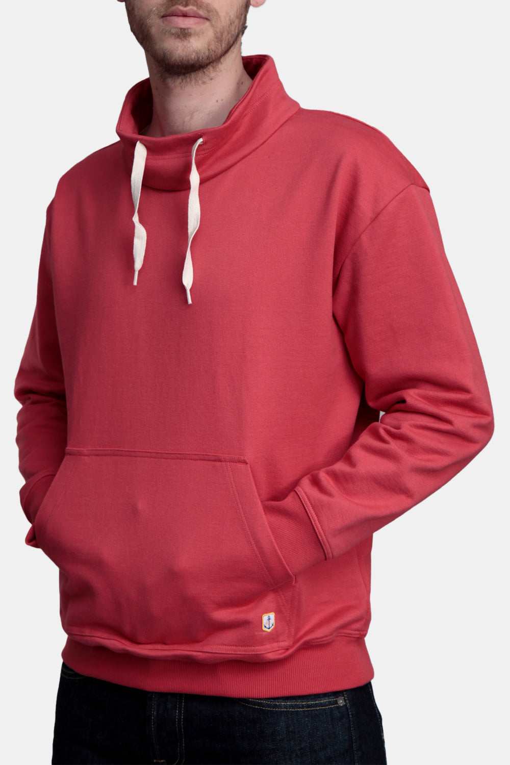 Armor Lux Organic Cotton Sweatshirt Stand-Up Collar (Cranberry Red)