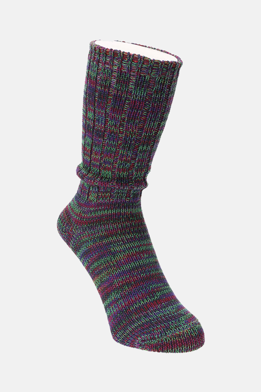 Anonymous Ism 5 Colour Mix Ribbed Crew Socks (Dark Violet) | Number Six