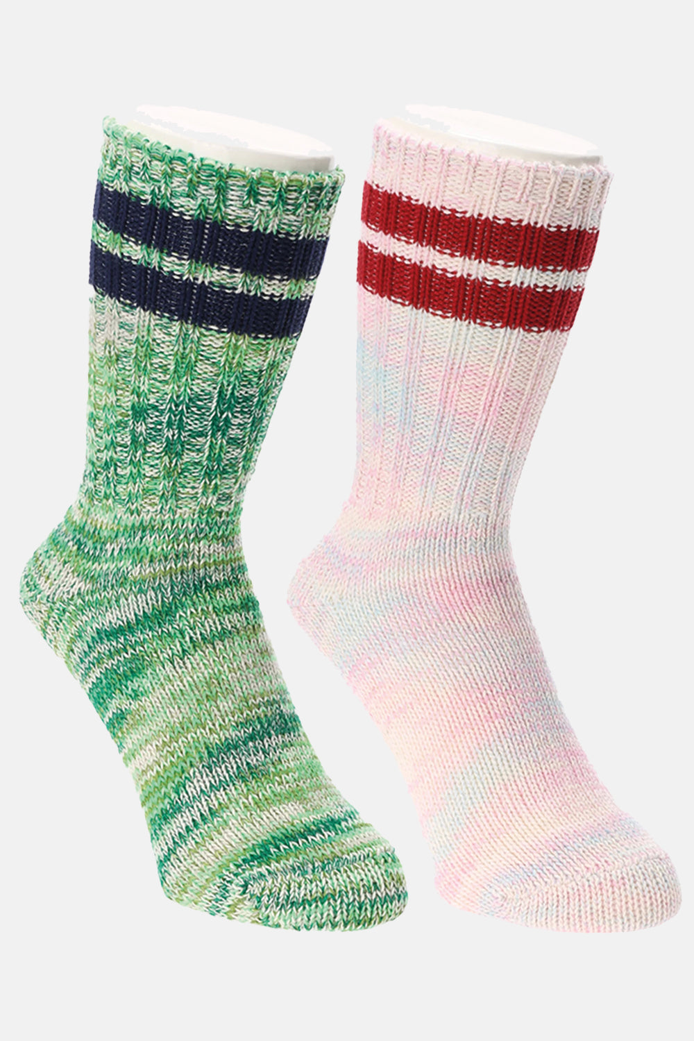 Anonymous Ism Two-Pack Ribbed Recycled Cotton Socks (Green / Pink)