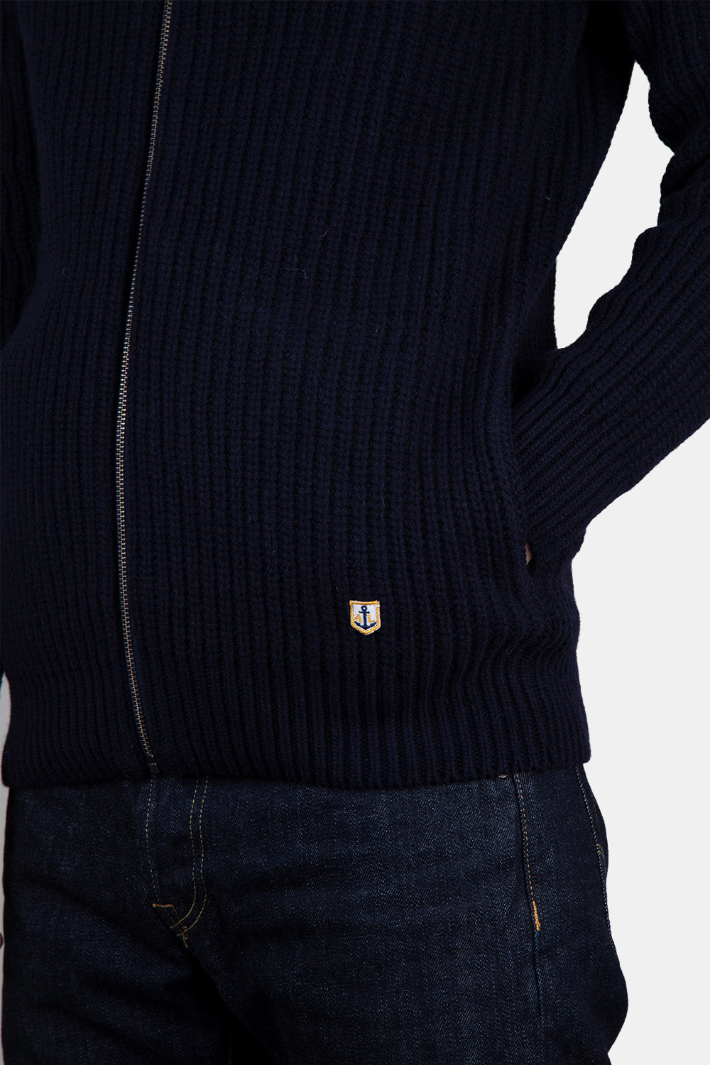 Armor Lux 2x2 Ribbed Zipped Knit (Navy)